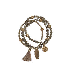 Stella Gemma: Stella + Gemma Bracelet Set - Smokey Quartz