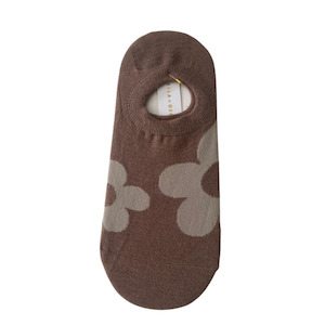 S + G No Show Socks - Taupe Flower
