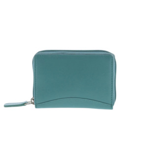 Purses Wallets Keyrings: Leather Card Wallet - Stretch | Turquoise