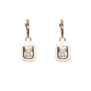 Jewellery 1: Earrings - White Diamante Huggie