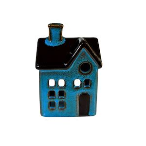 Christmas Decorations: Porcelain Tealight House - Blue | 9.5cm