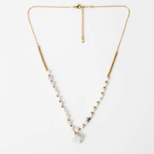 Stella Gemma: Stella + Gemma Necklace - Howlite | White