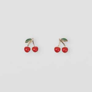 S + G Earrings - Red Cherries | Gold