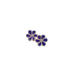 Sterling Silver Earrings - Blue Flower Studs