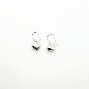 Silver Earrings - Solid Heart Hooks