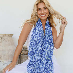 Scarves 1: Paisley Scarf with Foil Detail - Blue