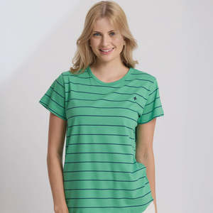 Christmas For Her: S+G Classic Tee - Green with Navy Stripe