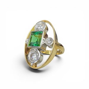 Products: Green Tourmaline & Diamond Ring