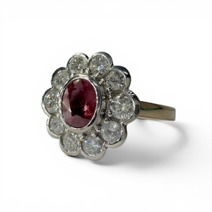 Ruby and Diamond Flower Cluster
