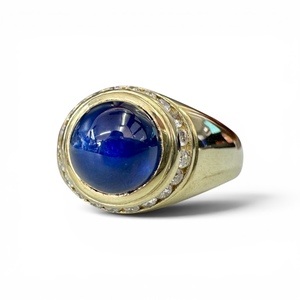 Products: Blue Sapphire and Diamond Set Signet Ring