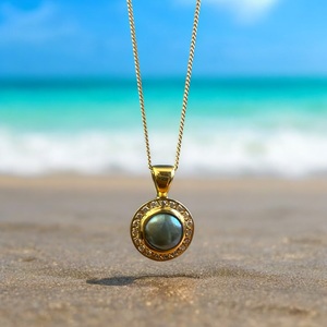 Paua Pearl and Diamond Pendant