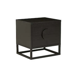 Draws: Benjamin 2 Drawer Bedside – Black Oak