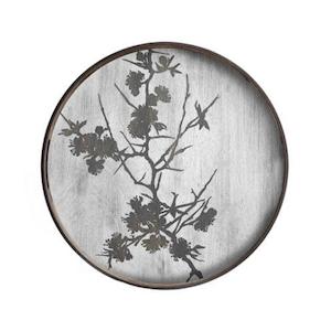 Bar: Tray - Round Brown Blossom