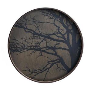 Bar: Tray - Round Black Tree