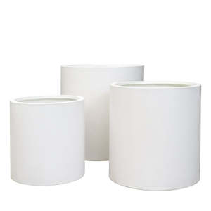 Outdoor Planters 1: Mikonui Cylinder Outdoor Planter - White (3 Sizes)