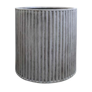 Piako Ribbed Cylinder Outdoor Planter - Weathered Cement (3 Sizes)