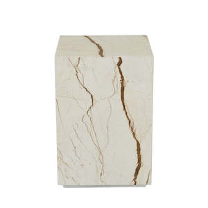 Furniture 1: Elle Block Square Side Table - Brown Vein Marble