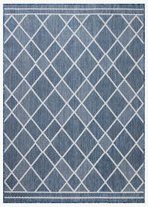 Diamonds Outdoor Rug - Ivory & Denim