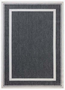 Floor Rugs: Borders Outdoor Rug - Ivory & Onyx