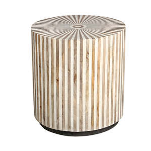 Stripe Bone Inlay Side Table – Natural