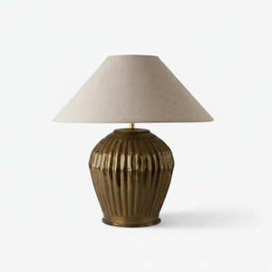 Home Lighting: Kerali Ribbed Table Lamp - Brass