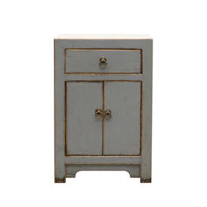 Oriental Style Bedside Cabinet - Grey