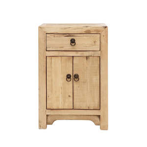 Oriental Style Bedside Cabinet - Natural