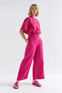 Anneli Light Linen Pant | Bright Pink