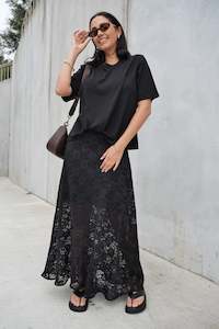Ayva Opel Lace Maxi Skirt Black
