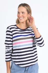 Elm Harmony L/S Tee Navy and White Stripe