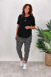 Victorias Favourites: Betty Basics Jade Pants Black/White Stripe