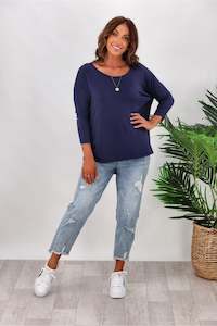 Victorias Favourites: Betty Basics Milan 3/4 Sleeve Tee In Navy