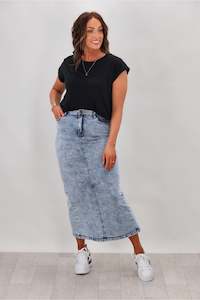 Cheryls Favourites: Wakee Erin Denim Skirt Washed Blue