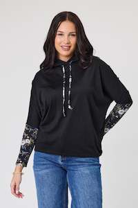Alpine by Shine On Halifax Contrast Sleeve Hoodie Black