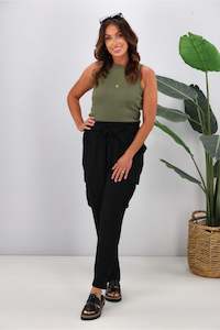 Shine On Label Somerset Tie Waist Pant Black