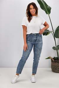 Cheryls Favourites: Shine On Label Hudson Utility Straight Jean Washed Blue