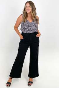 Wakee: Wakee Natalia Wide Leg Jean Black