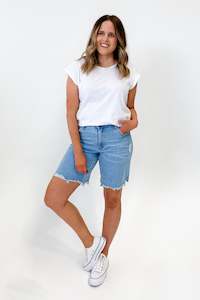 Wakee: Wakee Denim Gigi Short Light Wash