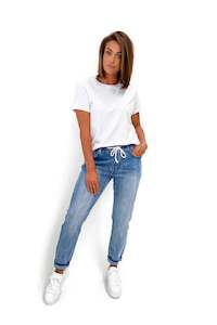 Wakee: Wakee Denim Jaxon Jogger Washed Blue