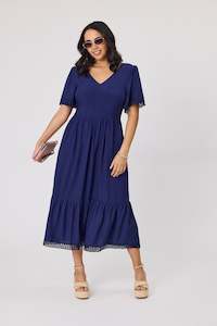 Gloss The Label Fortune Broderie Sleeve Dress Midnight