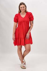 Gloss By Shine On: Gloss The Label Dale Frill Detail Puff Sleeve Dress Coral