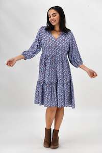 Gloss The Label Daniella Dress Blue Rust