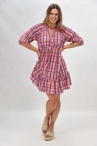 Gloss The Label Barter Empire Dress Pink Blue