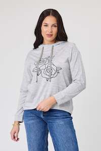 Alpine by Shine On Ontario Printed Merino Hoodie Grey Marl