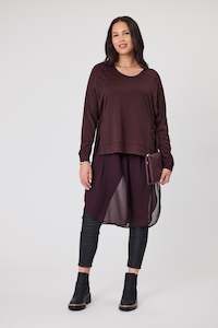 Alpine by Shine On Paris Merino & Chiffon Tunic Chocolate
