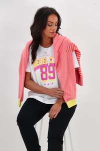 Sale: Rebel Club Varsity Tee Pink White