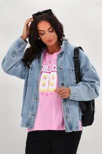 Sale: Rebel Club Varsity Tee Pink
