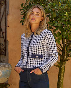 Betty Basics Sale: Betty Basics Lady Cardigan Navy Houndstooth