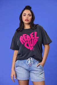 Best Sellers: Rebel Club In My Heart Boyfriend Tee Washed Black
