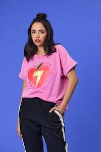 Best Sellers: Rebel Club Love Bolted Capsleeve Tee Pink